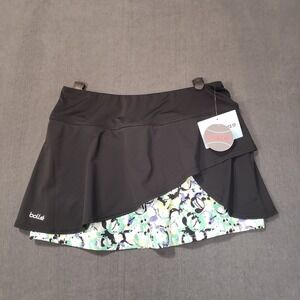Bolle Tennis Skort Womens Large Black Abstract Print Layered Extra Dry NWT